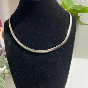 Vintage Italian sterling silver classic design omega necklace 18”